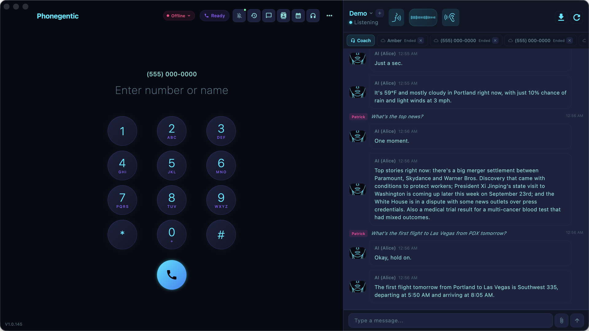 Phonegentic.ai — Miami Vice Neon theme
