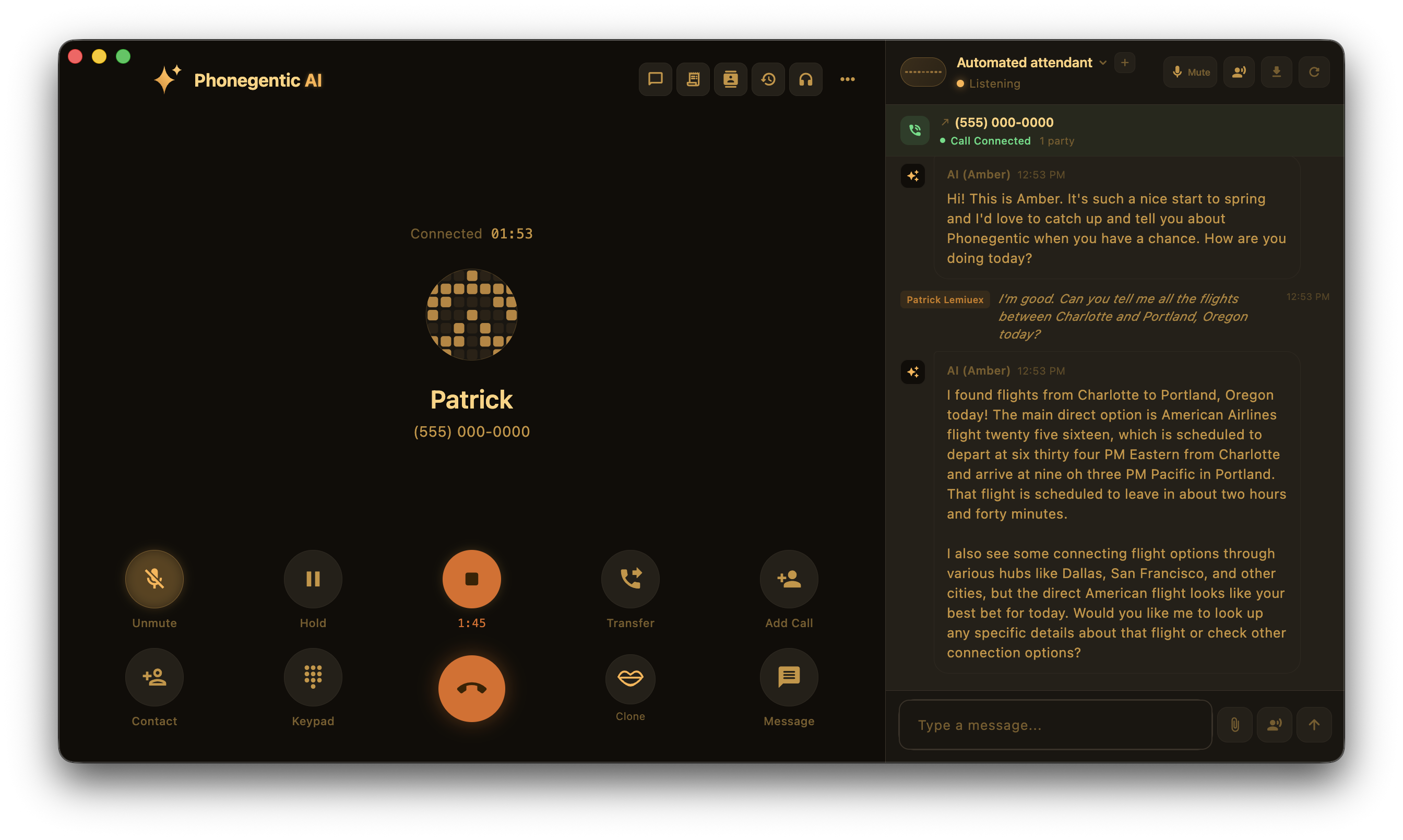 Phonegentic AI — Amber VT-100 theme